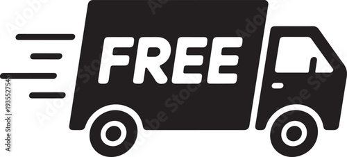 Fast & free shipping delivery truck flat icon for apps and websites