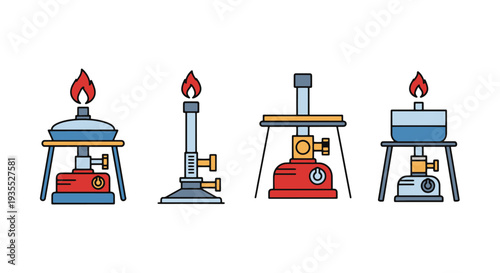 Bunsen Burner Line minimal smooth style illustration
