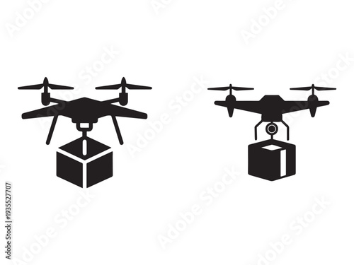Drone delivery icons with boxes attached  technology and logistics concept