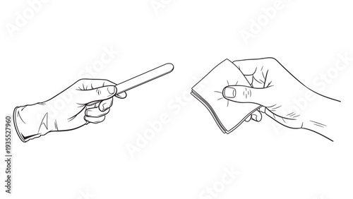 Sterile Medical Hands Performing Antiseptic Skin Preparation with Alcohol Swab for Diagnostic Procedure Safety and Infection Control Vector Illustration