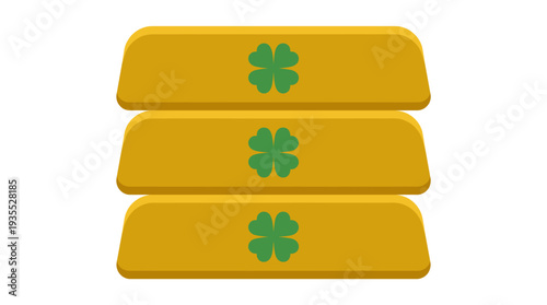 Lucky golden bars with clovers, representing good fortune and wealth