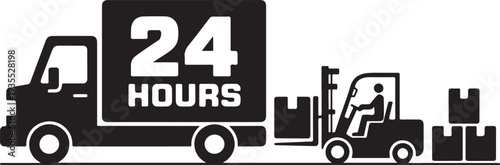 Forklift truck loading the boxes in the delivering lorry