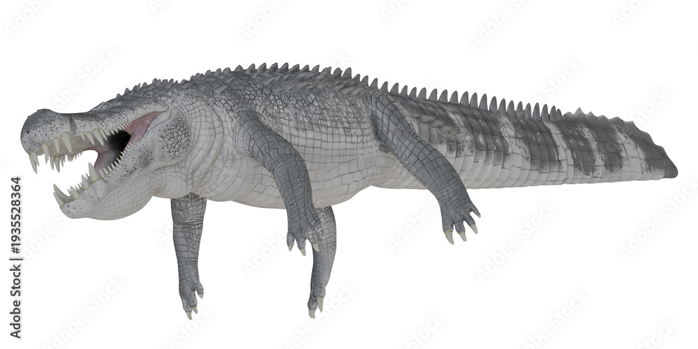 Naklejka premium 3D rendering of a saltwater crocodile.