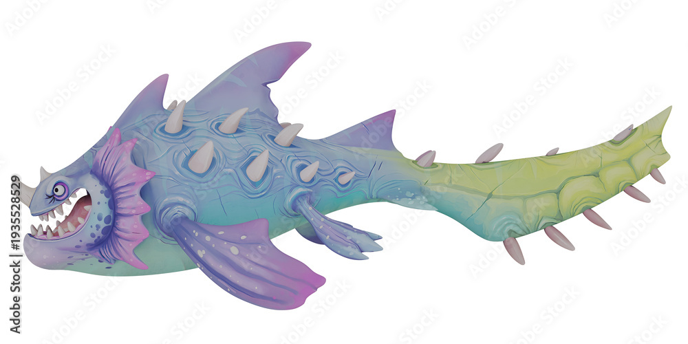 Fototapeta premium Colorful fantasy sea creature with spikes.
