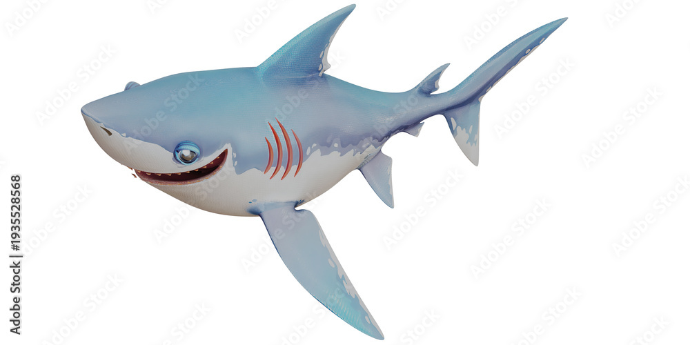 Naklejka premium Smiling cartoon shark with a friendly expression