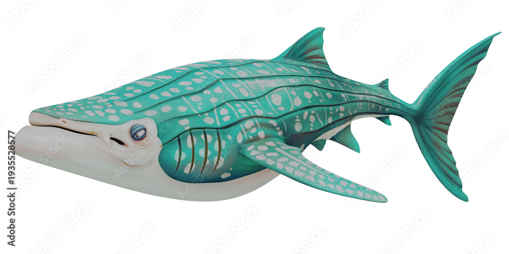Obraz premium Illustrated whale shark with vibrant teal patterns.