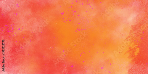 Bright abstract yellow orange red background. Toned rough surface texture. Hand drawn watercolor absract background.  Brush stroked painting. Strokes of paint. 2D Illustration.

