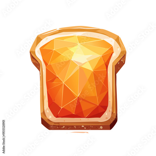 Vibrant geometric toast illustration with golden orange marmalade spread, a modern breakfast food concept for a fresh start