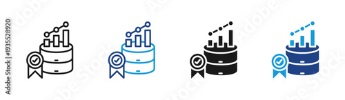 Data Certification icon set multiple style collection