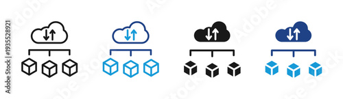 Cloud Distribution icon set multiple style collection