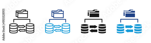 Data Migration icon set multiple style collection