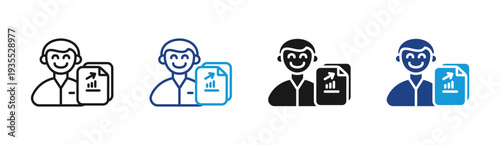 Business Report icon set multiple style collection