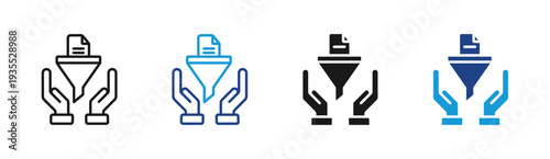 Data Filtering icon set multiple style collection