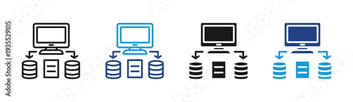 Data Infrastructure icon set multiple style collection