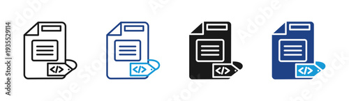 Technical Document icon set multiple style collection