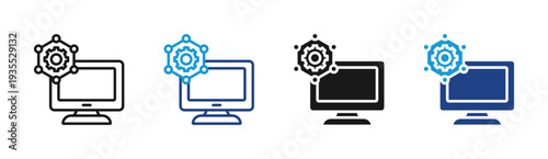 System Architecture icon set multiple style collection