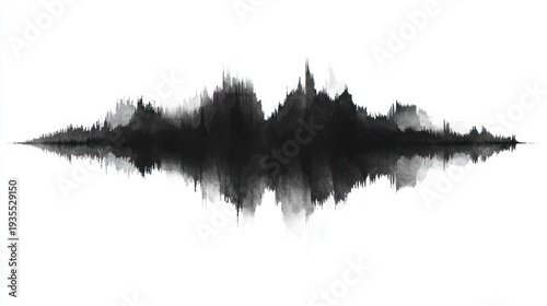 Abstract soundwave, audio visualization, digital art, white background, music graphic design