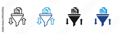 Data Pipeline icon set multiple style collection