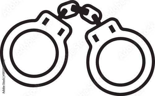 Handcuffs or hand restraints for criminals line art vector icon for law enforcement apps and websites