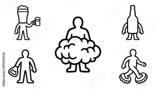 Fun Beer Culture Line Art