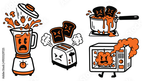 Funny Kitchen Disaster Illustration