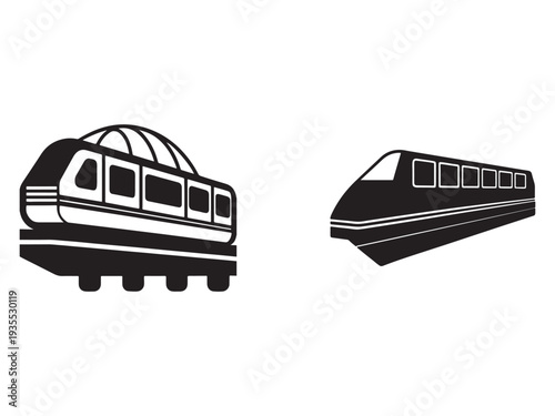 Monorail train transportation icons with futuristic designs and sleek lines for travel and infrastructure concepts  modern rail vehicles