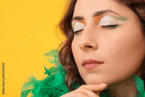 Woman with festive Irish ma...