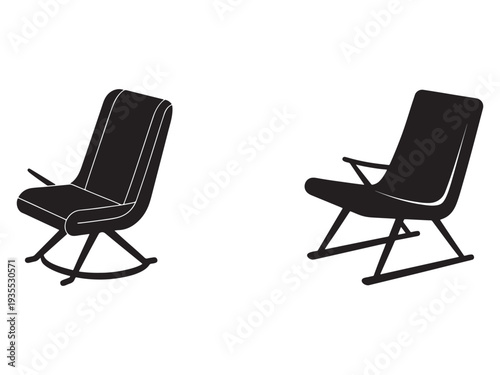 Rockingchairsilhouetteillustration  tworockingchairswitharmrestsandcushions  simplevectoriconsofrockingchairs