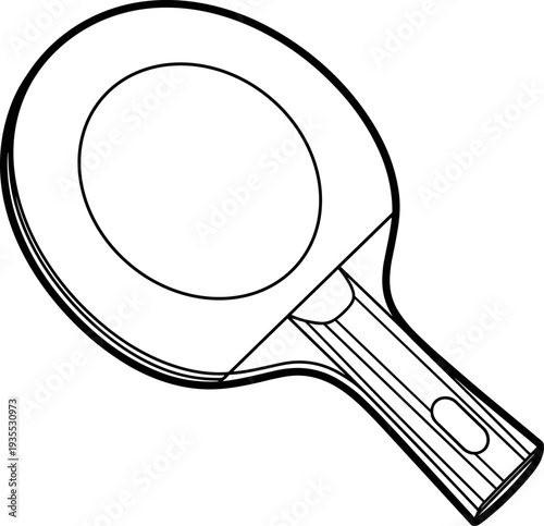 Simple line drawing of a ping pong paddle on a white background