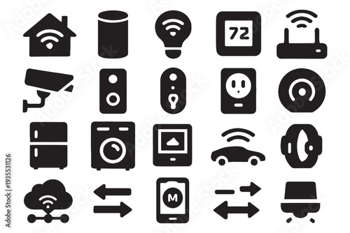 Smart home and technology icons for modern connected living