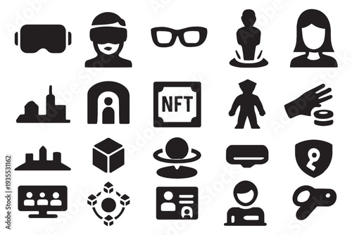 Collection of modern technology and business icons for commercial use