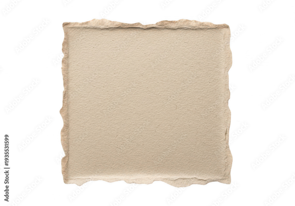 Fototapeta premium A piece of parchment paper with a torn edge, ready for writing or drawing. isolated on transparent background