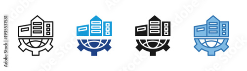 Global Strategy icon set multiple style collection