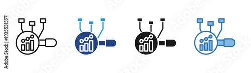 Data Integration icon set multiple style collection