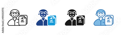 Business Report icon set multiple style collection