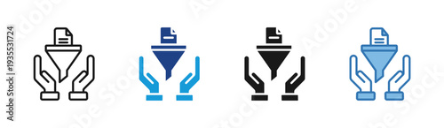Data Filtering icon set multiple style collection