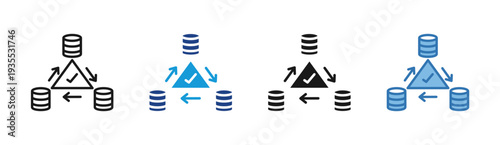 Data Exchange icon set multiple style collection
