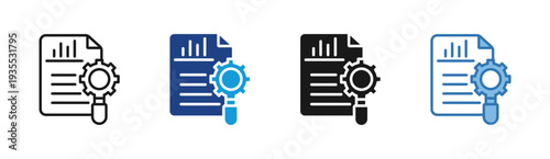 Report Automation icon set multiple style collection