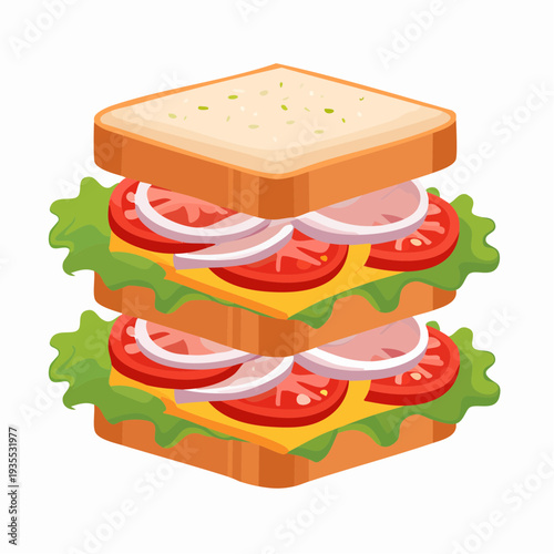 Delicious stacked club sandwich with layers of fresh ingredients and toasted bread