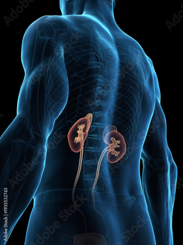 A Detailed 3D Depiction Of The Urinary System Of A Male