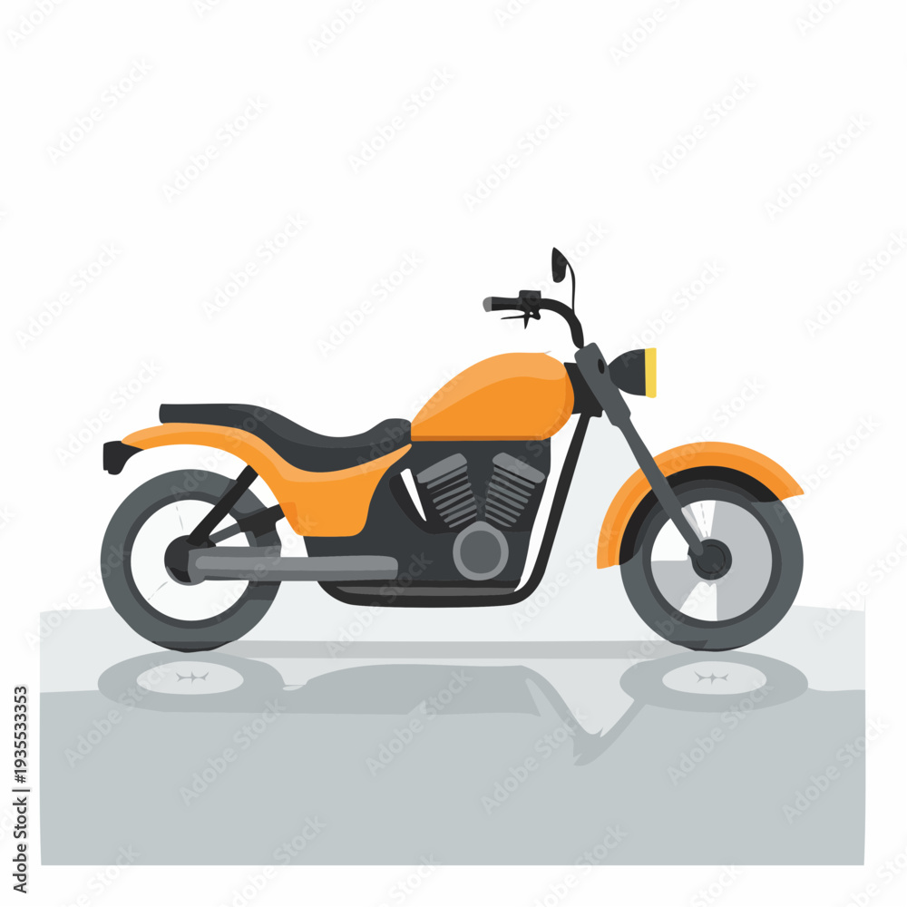 Fototapeta premium Vibrant orange classic motorcycle illustration perfect for adventure and freedom concepts on the open road
