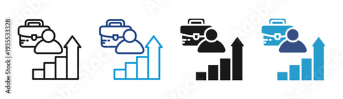 Career Growth icon set multiple style collection