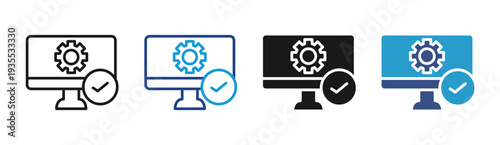 System Approval icon set multiple style collection