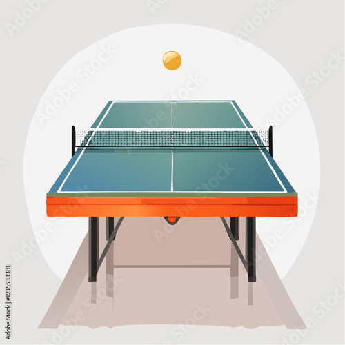 Ping Pong Table and Ball Ready for a Game of Table Tennis