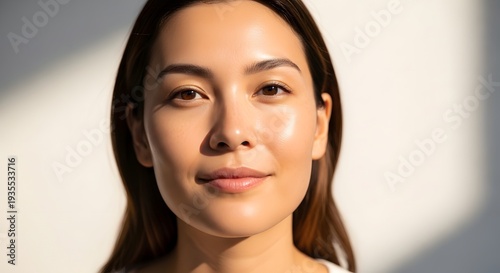 Close up portrait of a woman with natural light and soft skin