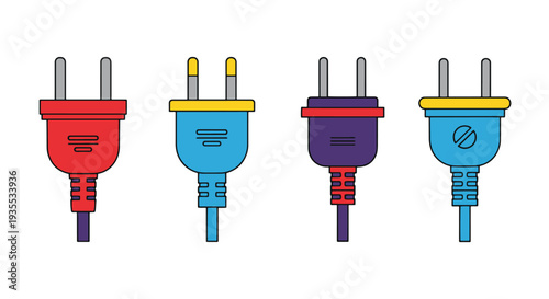 Cable Plug Line art soft tone color illustration