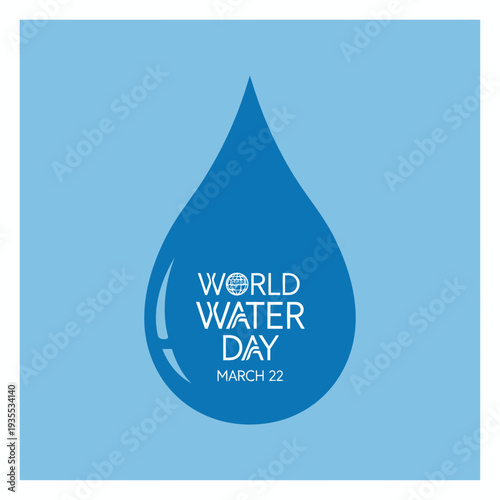 Blue Water Drop Icon World Water Day.