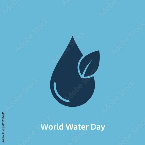 Water Drop Icon with Leaf Symbol.