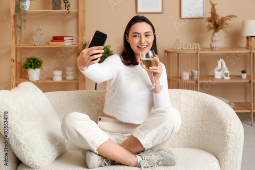 Beautiful woman with glass ...