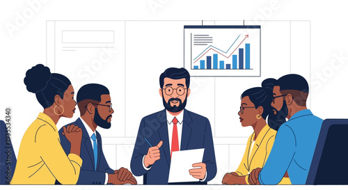 Business Leader Presenting Strategy to Team Illustration